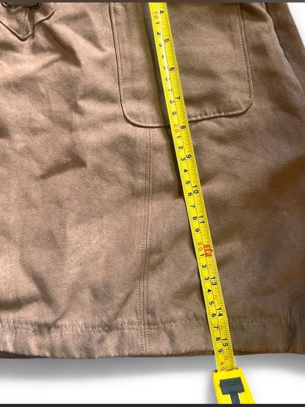 2000s Hollister Camel Suede-Look Lace-Up Mini Skirt - Picture 5 of 5